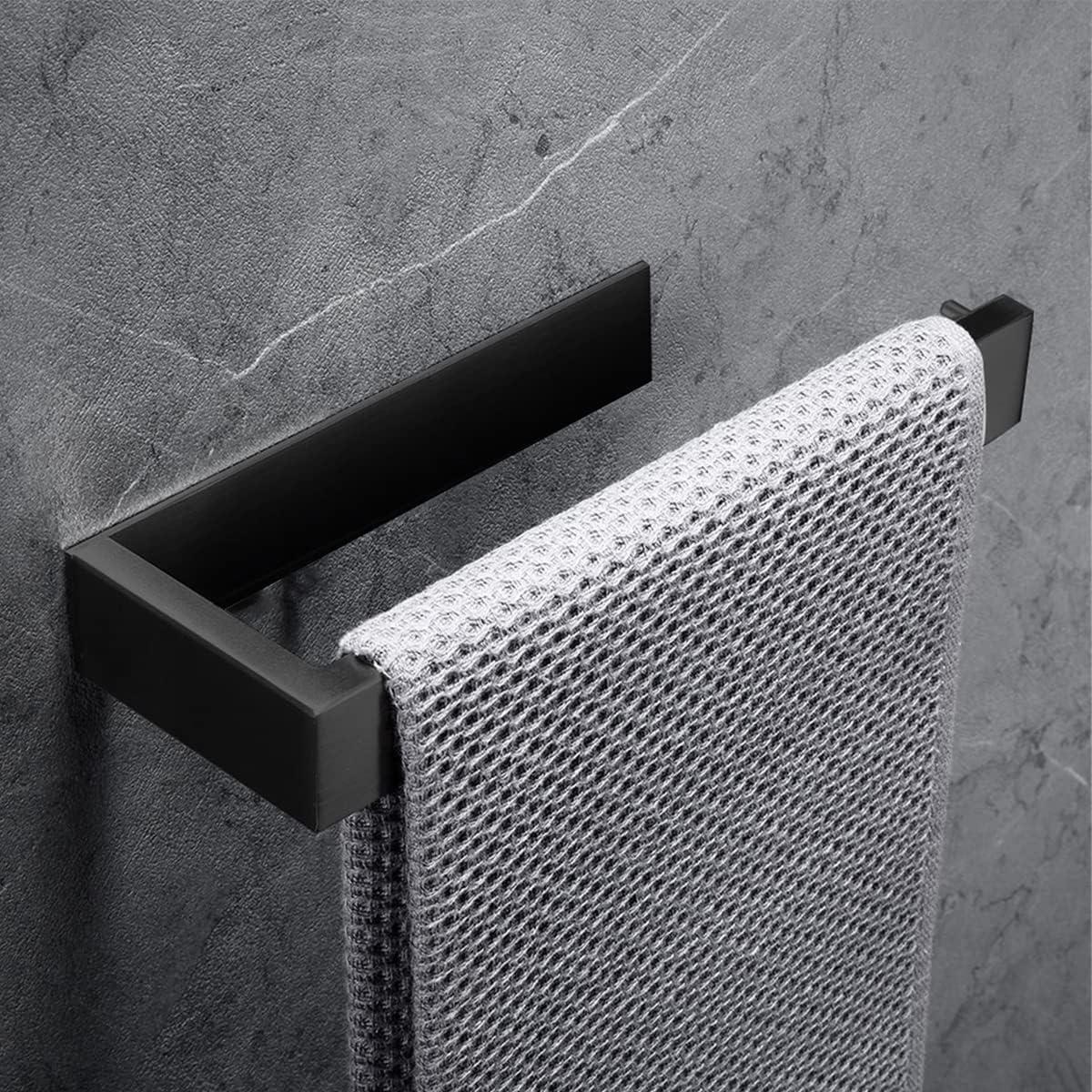 Soporte de Toalla Autoadhesivo Hallyware Acero Inoxidable Negro Mate