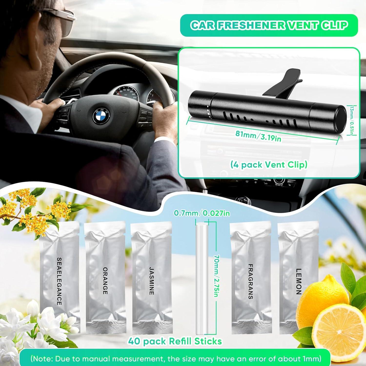 Paquete de 4 Clips Difusores Aromatizantes Auto Negro