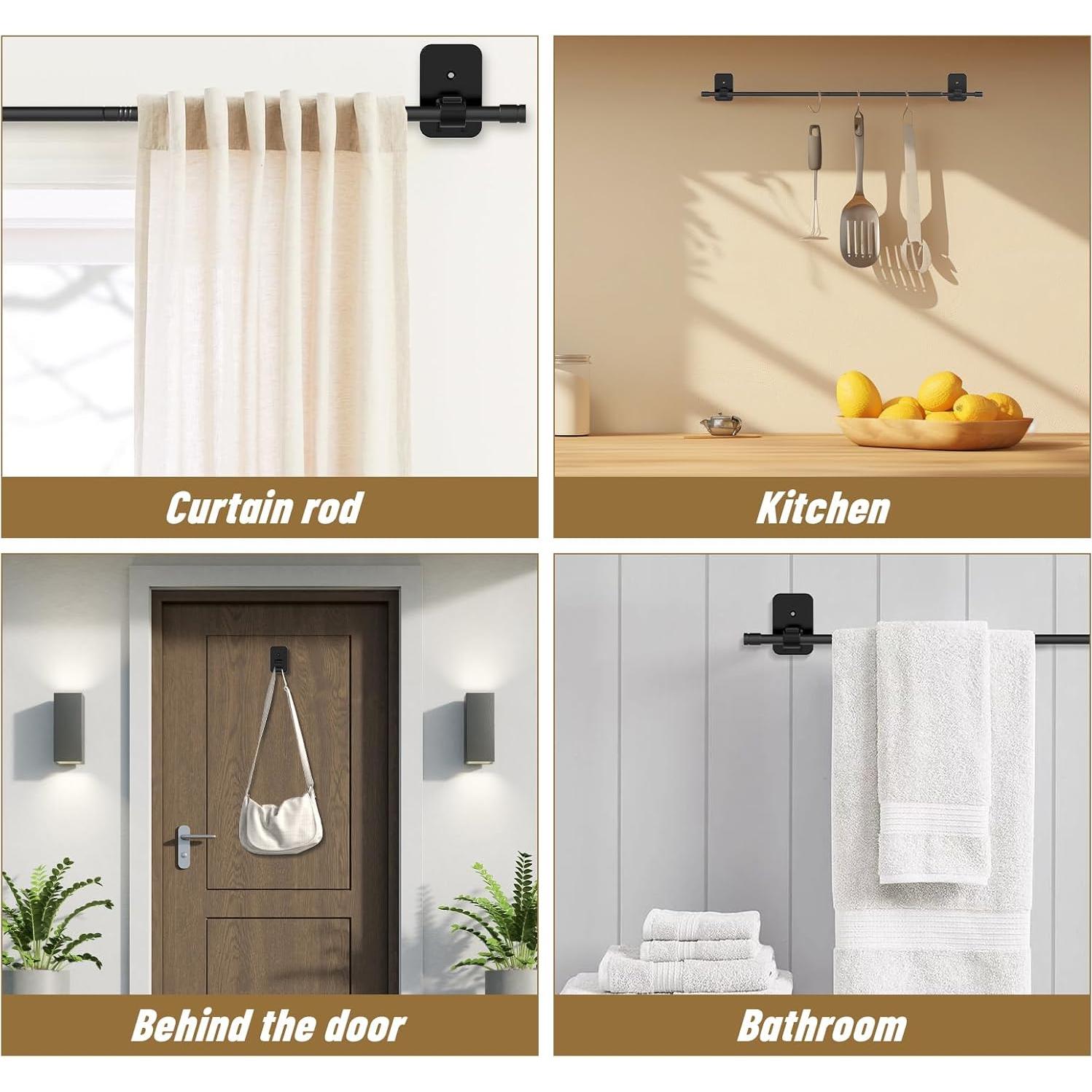 Soportes autoadhesivos para varillas de cortina 3M, 2 piezas, negro