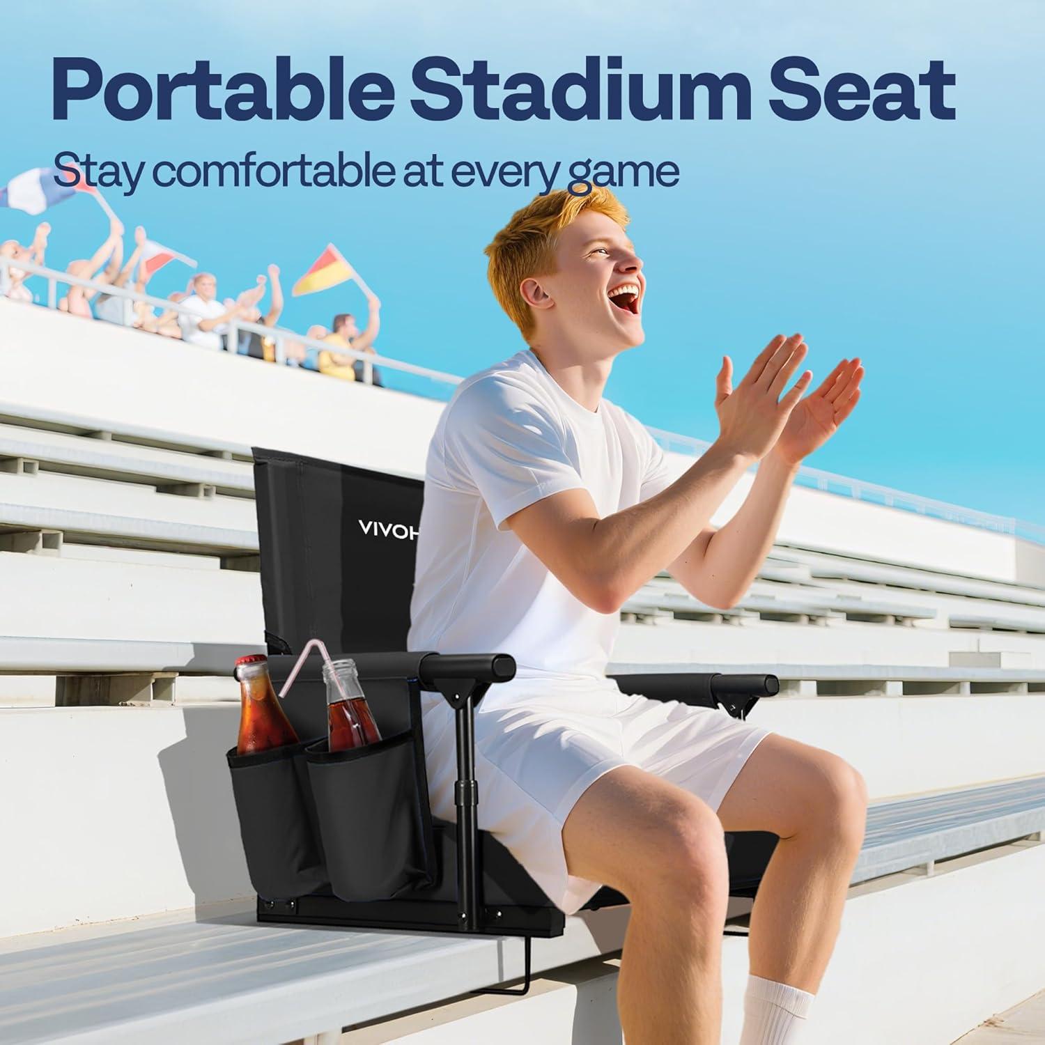 Asiento de Estadio VIVOHOME Plegable con Soporte y Cojín