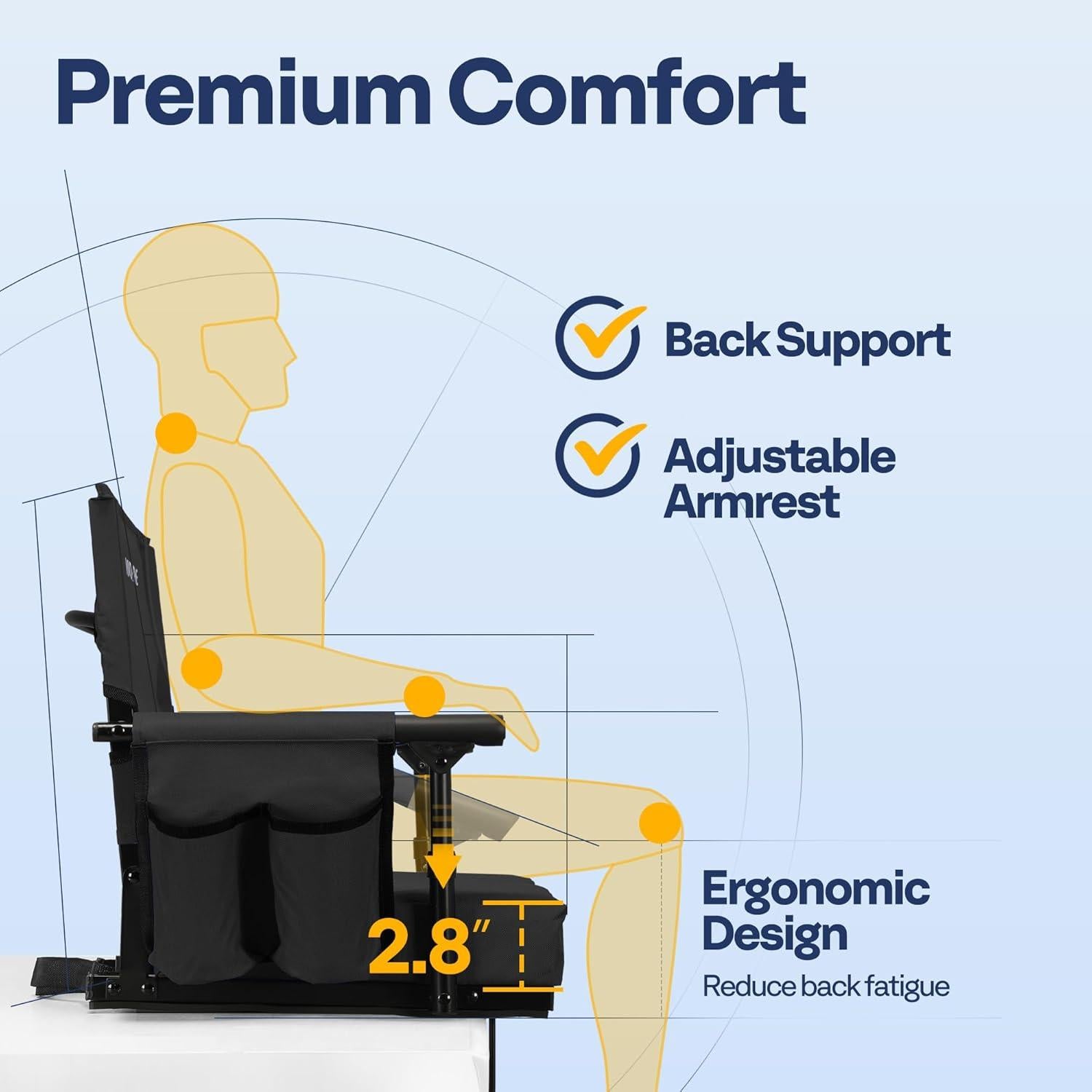 Asiento de Estadio VIVOHOME Plegable con Soporte y Cojín
