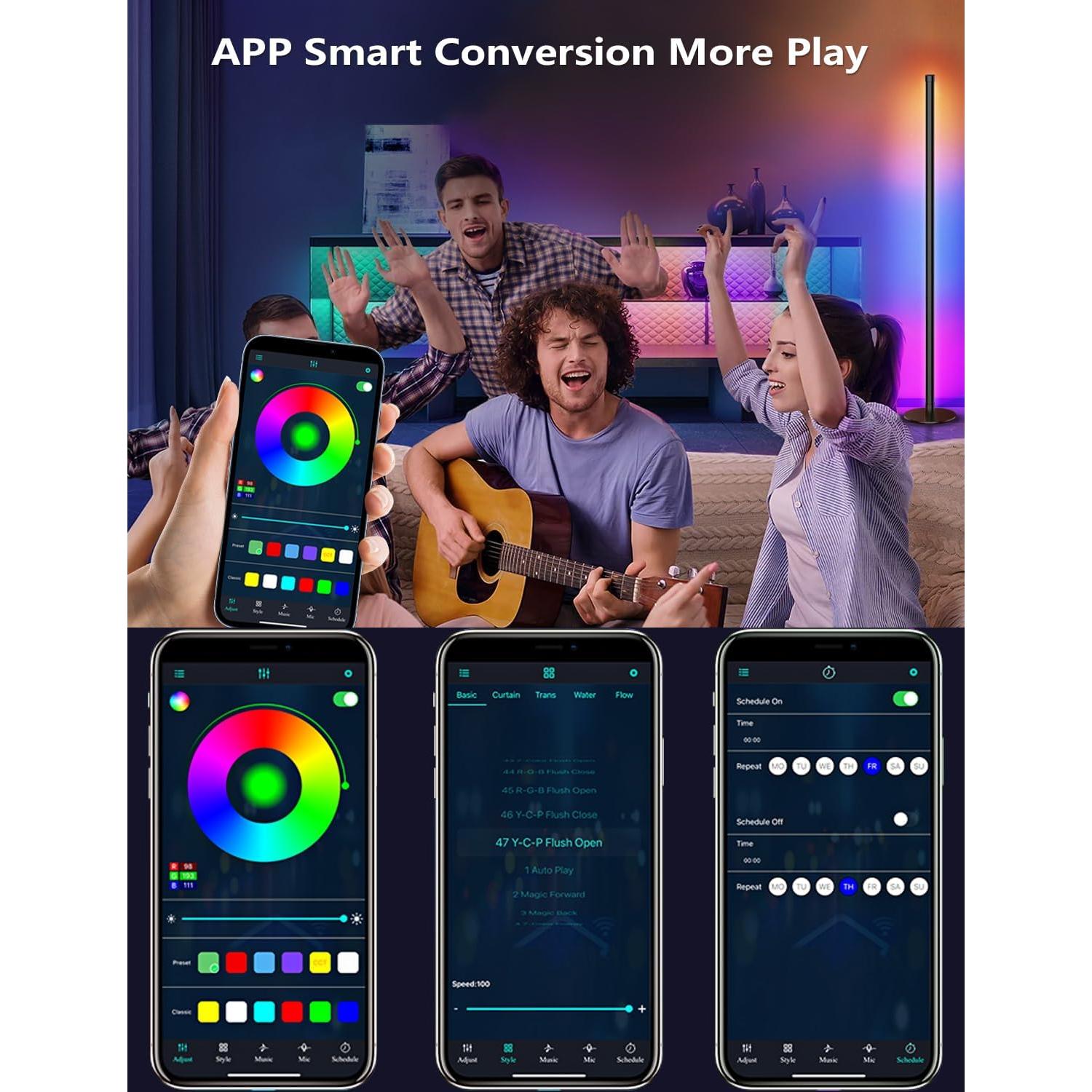 Lámpara de Pie Esquinera RGB Tsanhoo 123.2cm Control APP