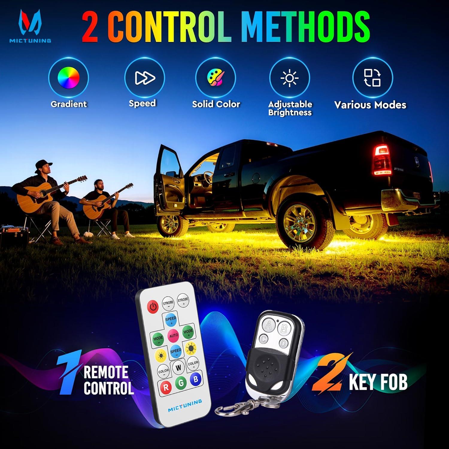 Barra de Luz LED RGB MICTUNING U8 con Control Remoto Doble - 8 Piezas