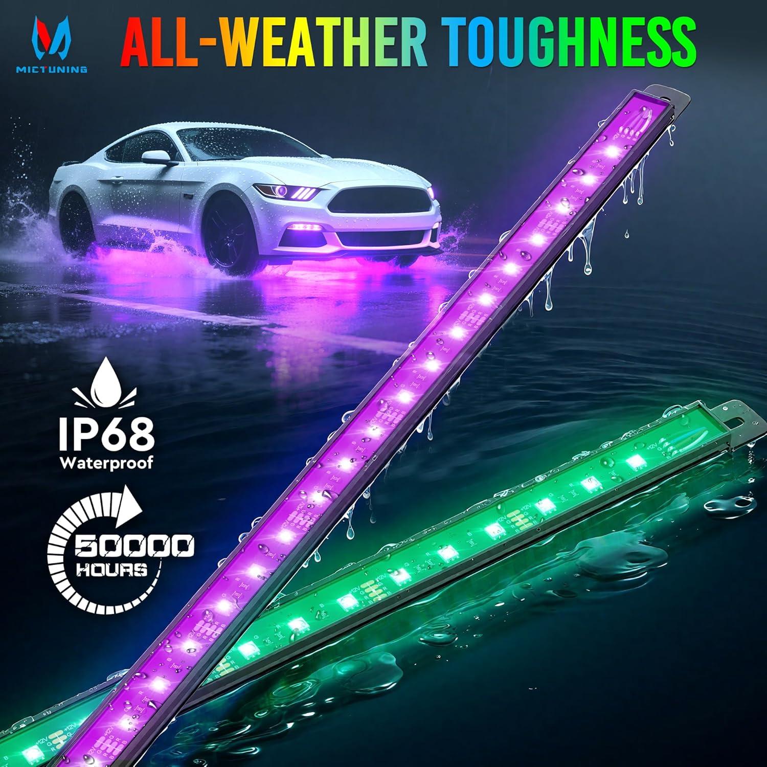 Barra de Luz LED RGB MICTUNING U8 con Control Remoto Doble - 8 Piezas