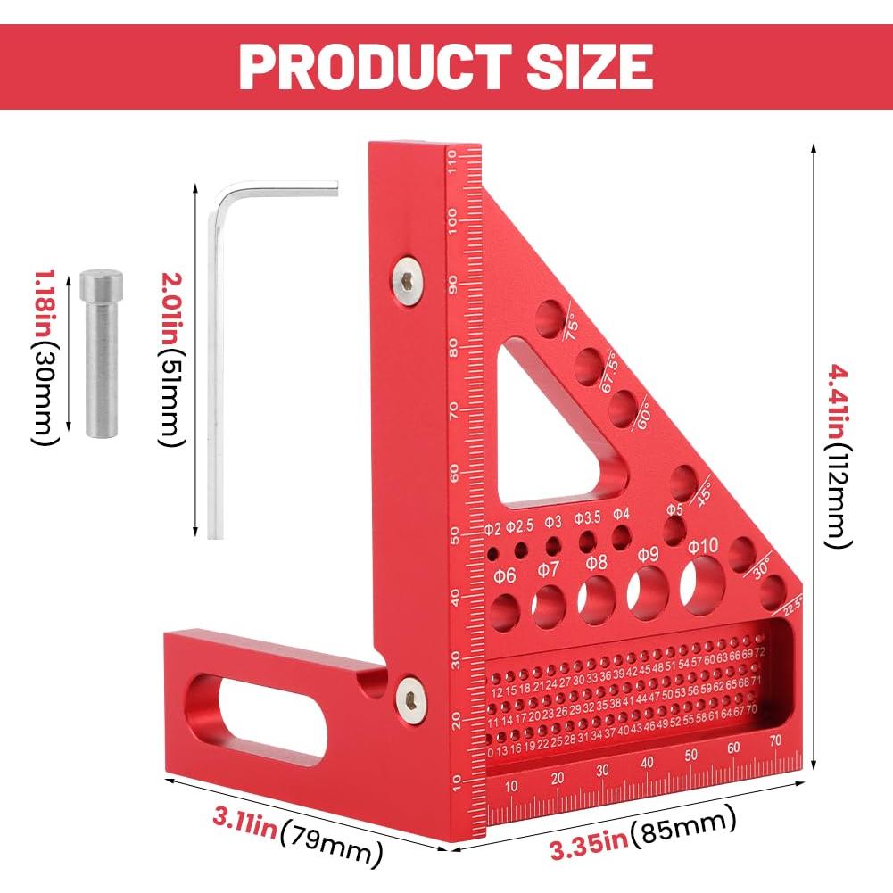 Regla de Medición Multi-Angulo 3D Trasylph 22.5-90° Roja