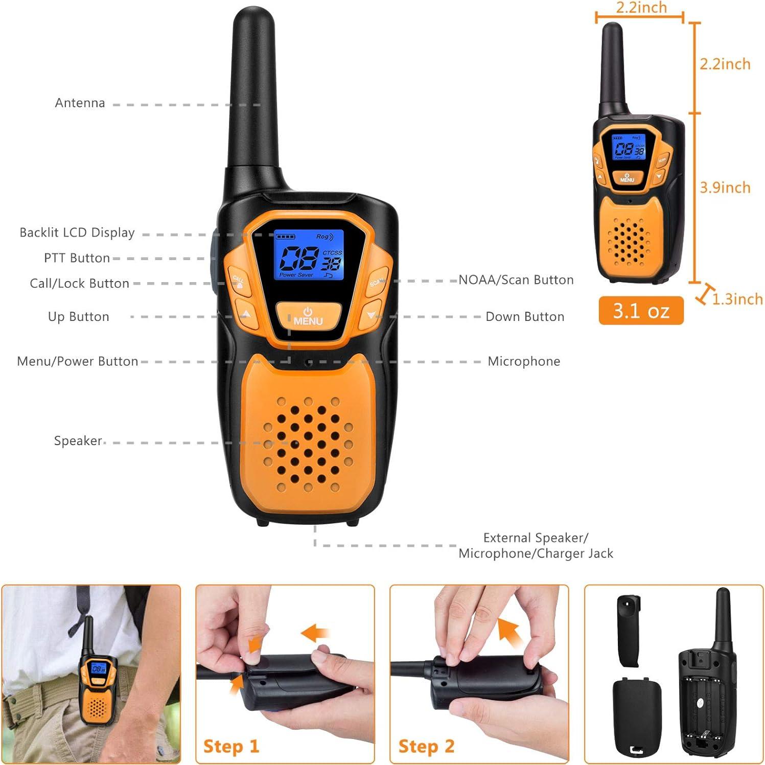 Walkie Talkies Topsung M920 Recargables 2 Paquete con NOAA