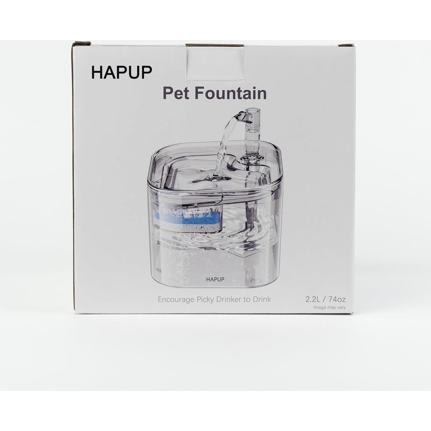 Cat Water Fountain - Automatic 2.2L Square Pet Fountain with Smart Pump and Replacement Filters