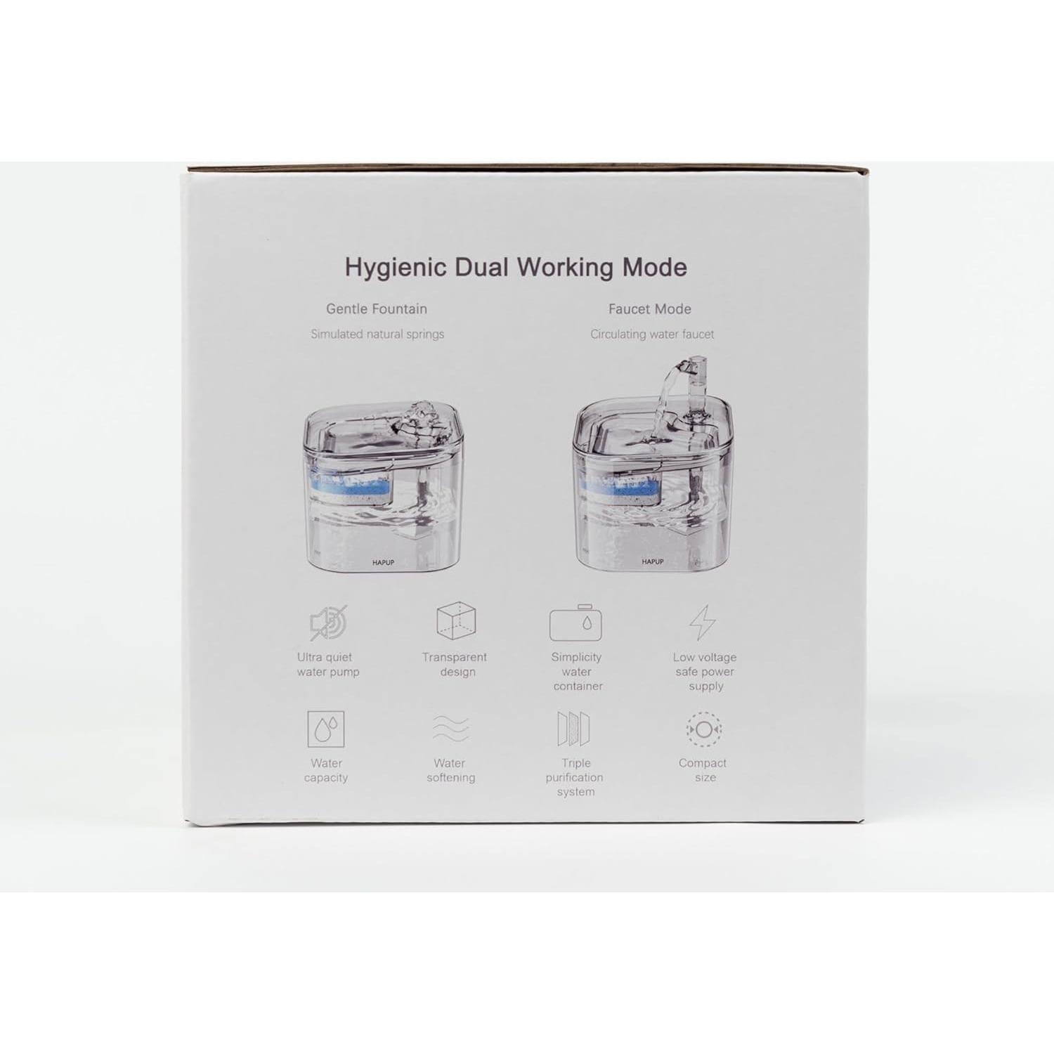 Cat Water Fountain - Automatic 2.2L Square Pet Fountain with Smart Pump and Replacement Filters