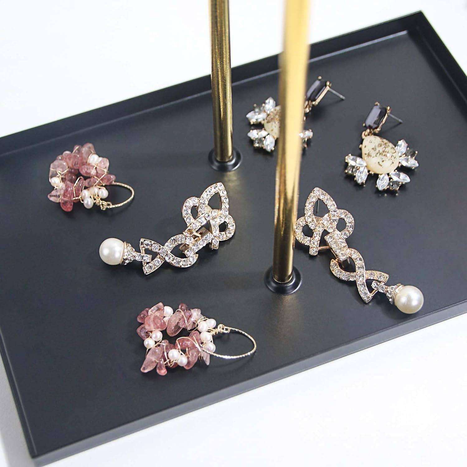 Soporte de Joyería Justsoso Negro 30.48 cm 2 Niveles Metal Terciopelo