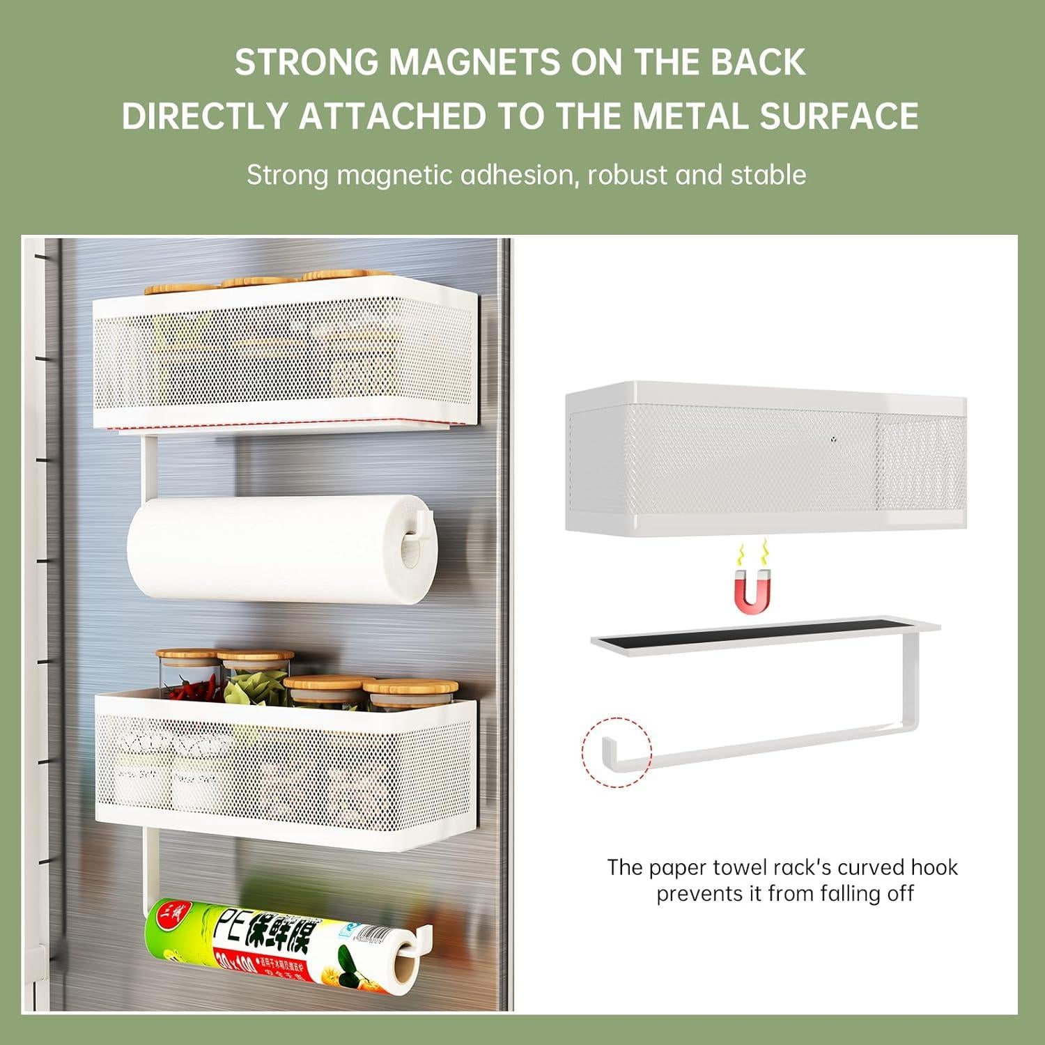 Soporte Magnético Fuerte WOCUBEHOME 2 en 1 para Especias y Papel Toalla