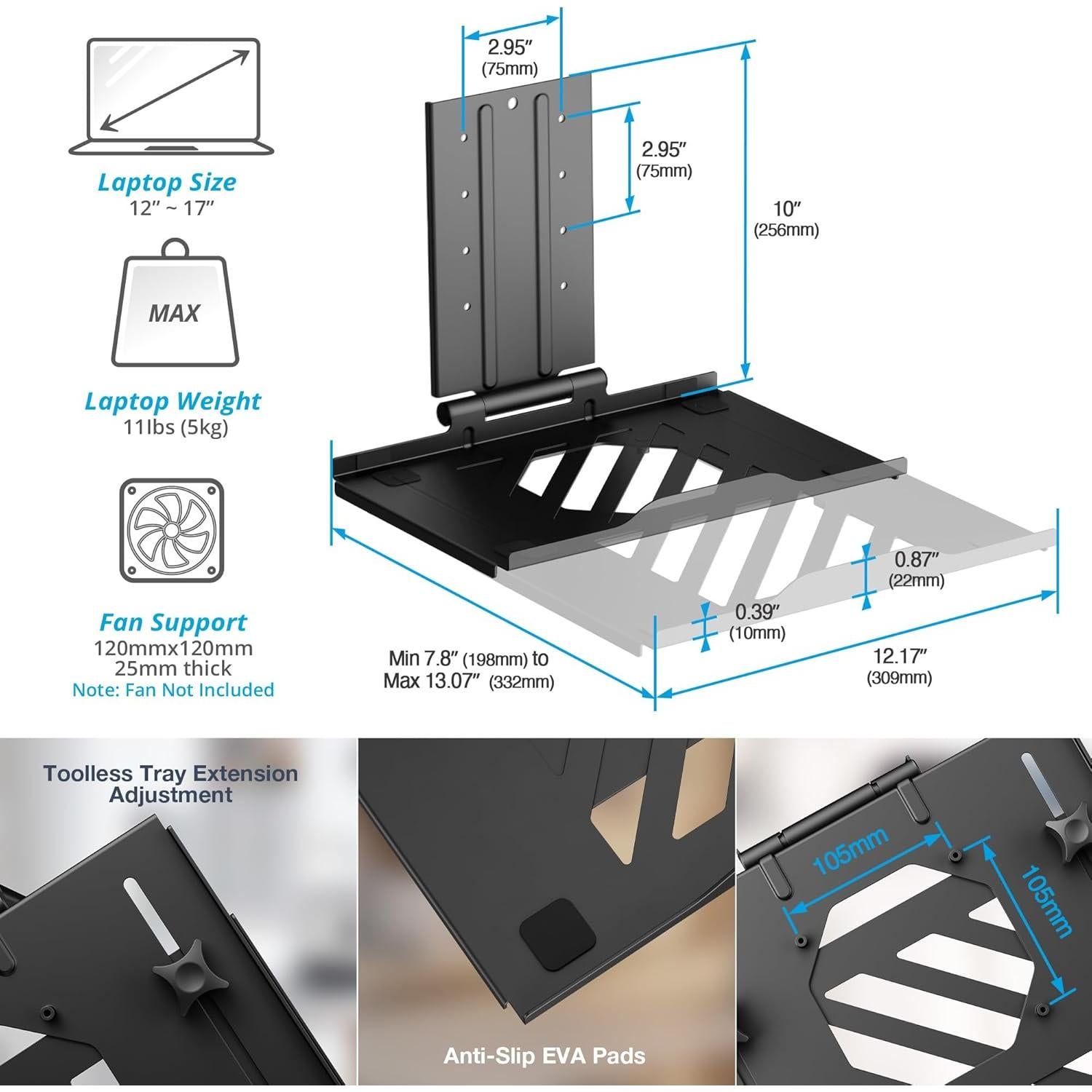 Soporte para Laptop y Doble Monitor AVLT DM113-1 Negro 12kg