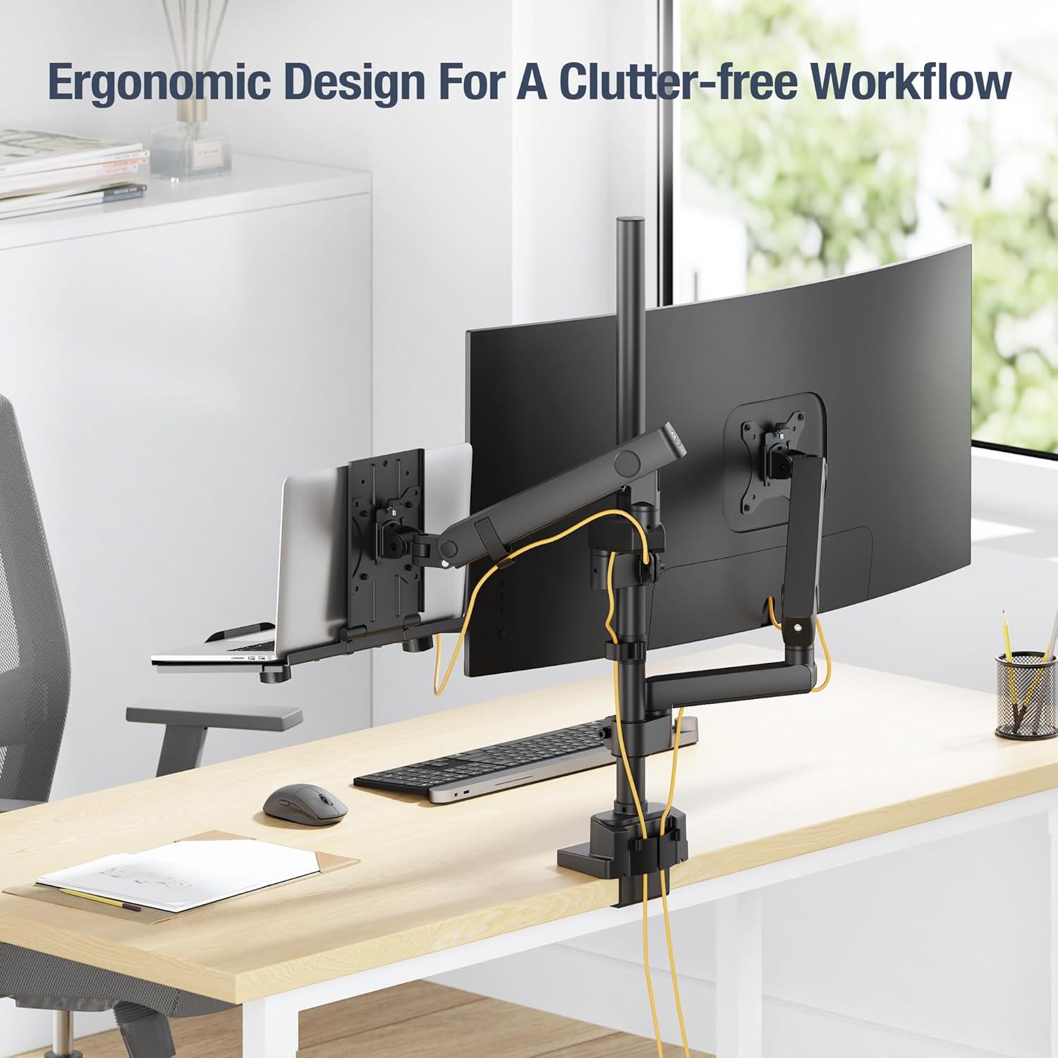 Soporte para Laptop y Doble Monitor AVLT DM113-1 Negro 12kg