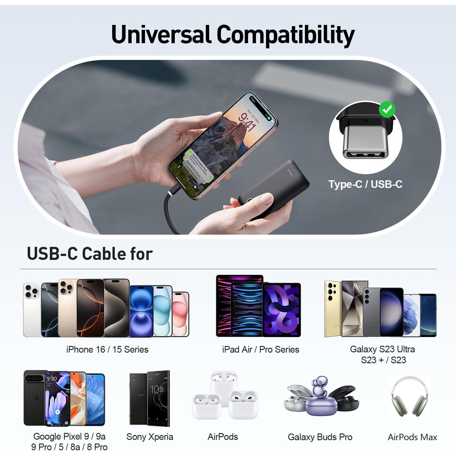 iWALK Mini Cargador Portátil 10,000mAh 22.5W USB-C Negro