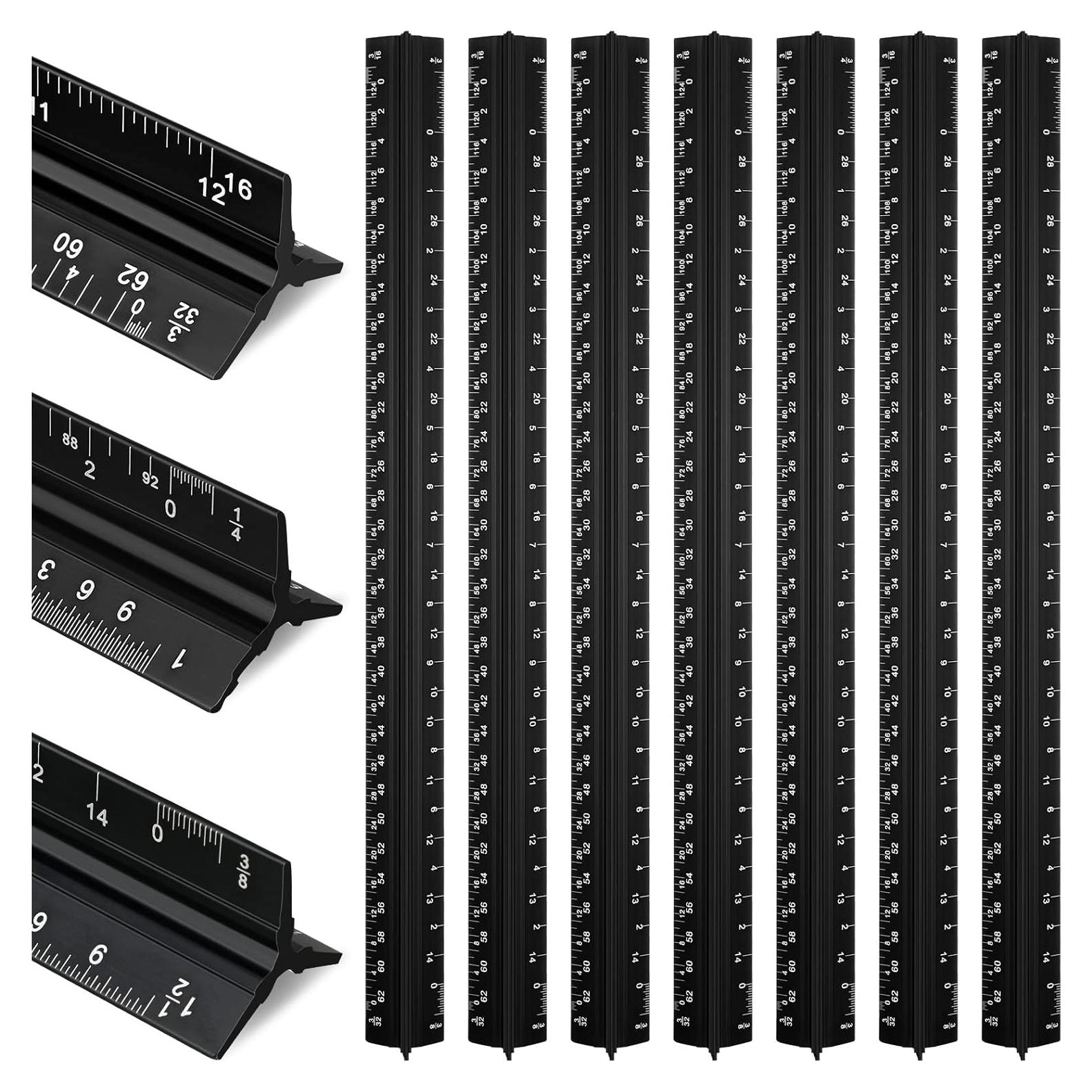 Juego de 10 Reglas Triangulares Macarrie 30.48 cm Aluminio Negro