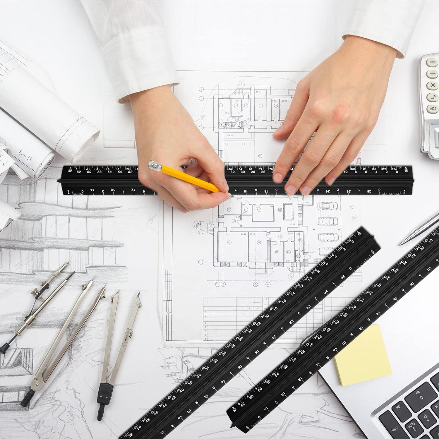 Juego de 10 Reglas Triangulares Macarrie 30.48 cm Aluminio Negro