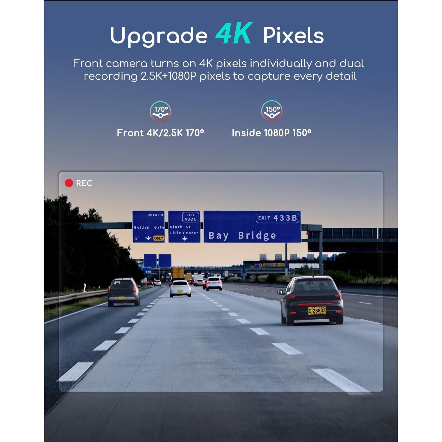 Cámara de Salpicadero COOAU D20S 4K Doble con GPS y Wi-Fi