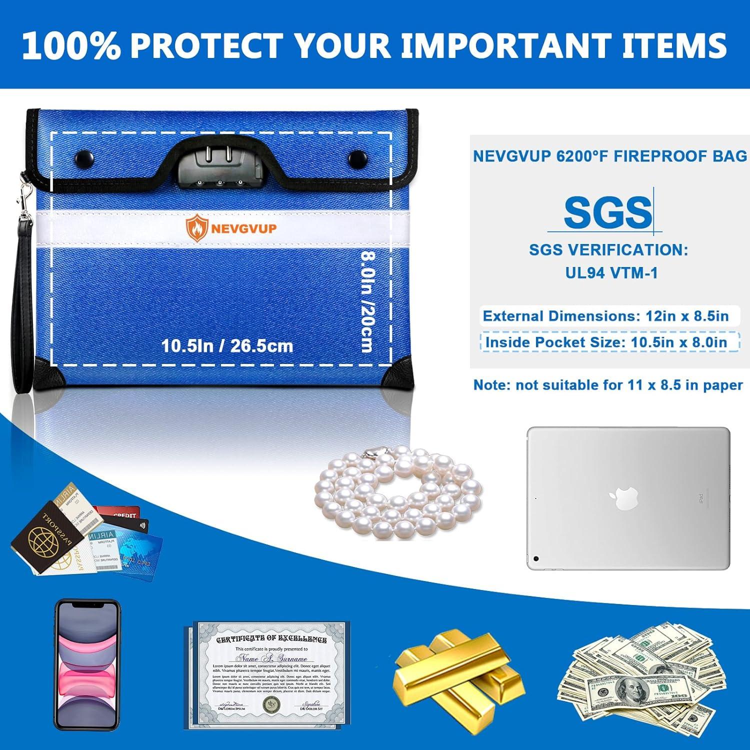 Bolsa a Prueba de Fuego NEVGVUP A5 Resistente al Agua