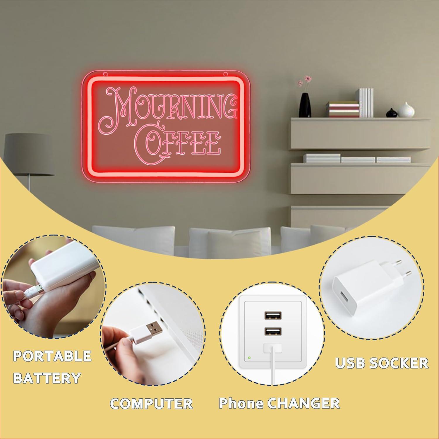 Luz de Neón LED Regulable Symone Café de Duelo 30x20cm