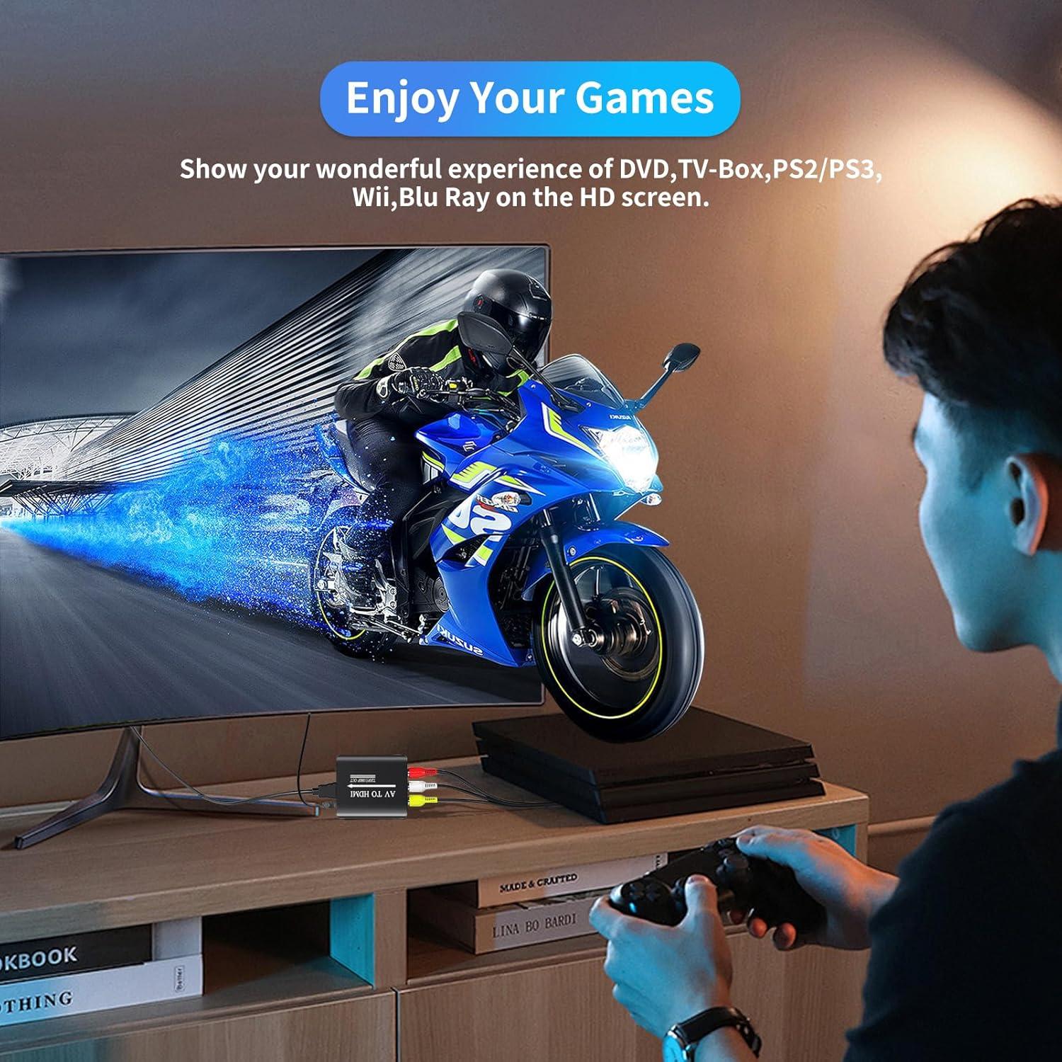 Convertidor RCA a HDMI LBSC 1080p Plug & Play AV a Digital