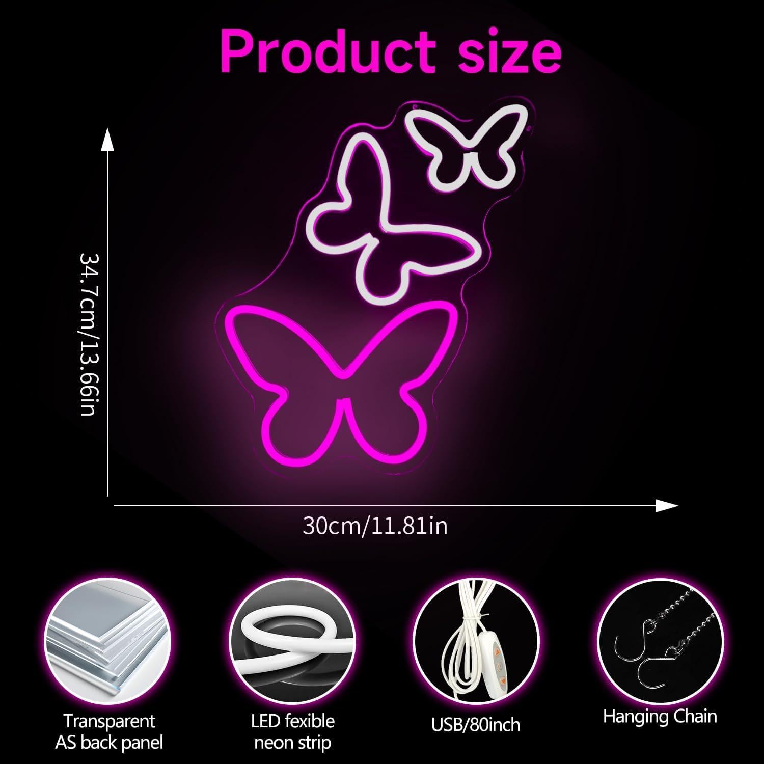 Luz de Neón Mariposa Regulable Dpaint 34.69x30cm LED