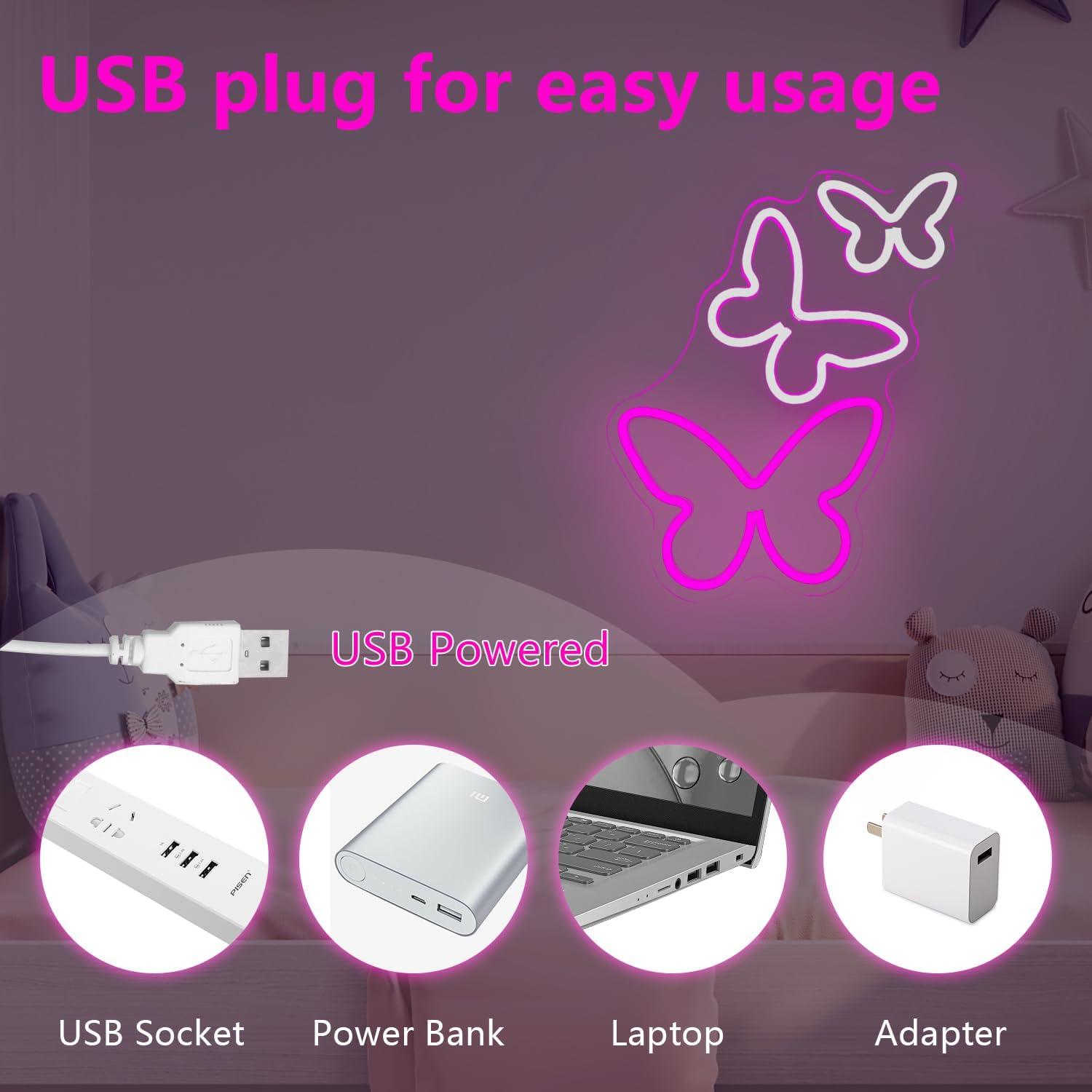 Luz de Neón Mariposa Regulable Dpaint 34.69x30cm LED