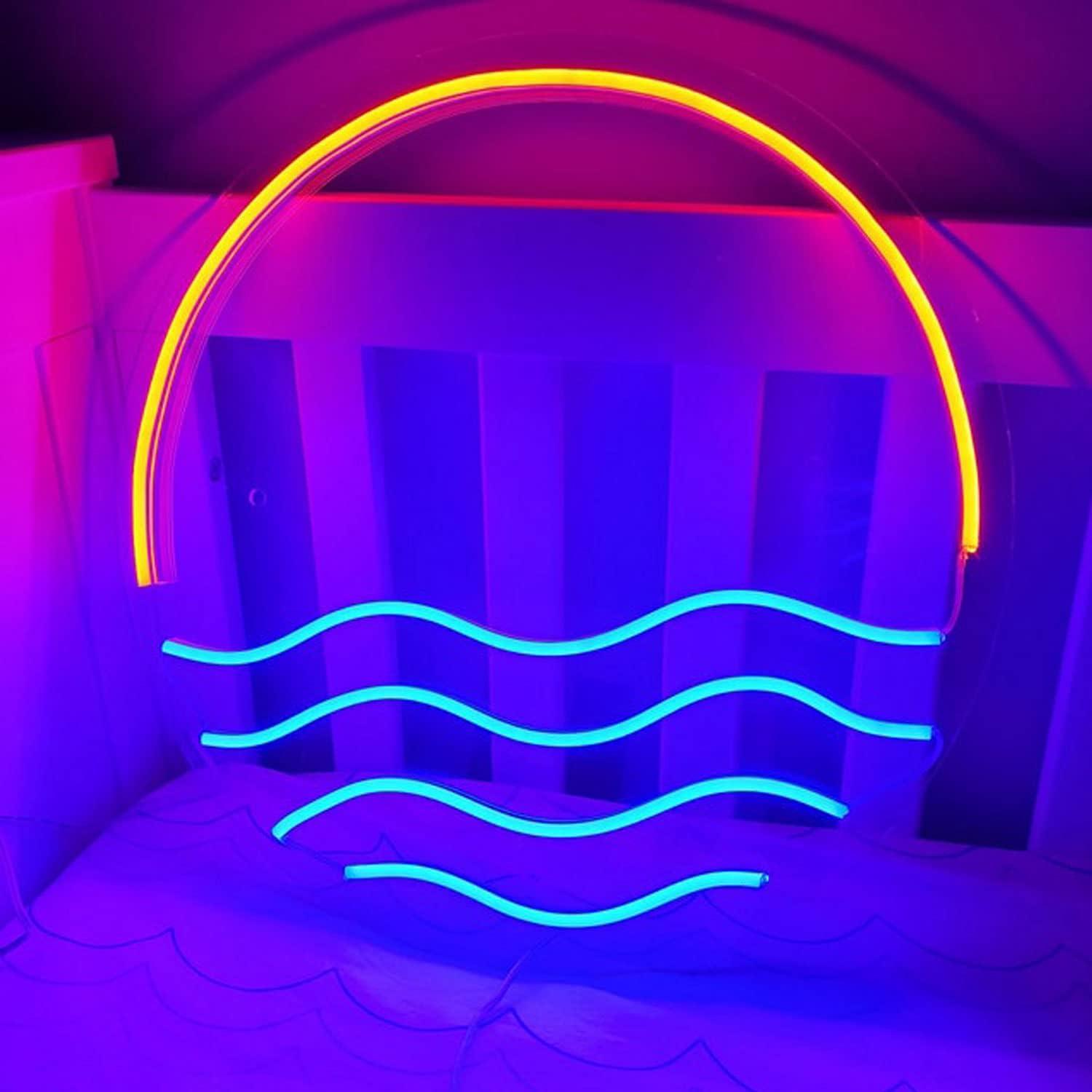 Cartel de Neón LED Moweek Atardecer Tropical 30.48 cm Rojo