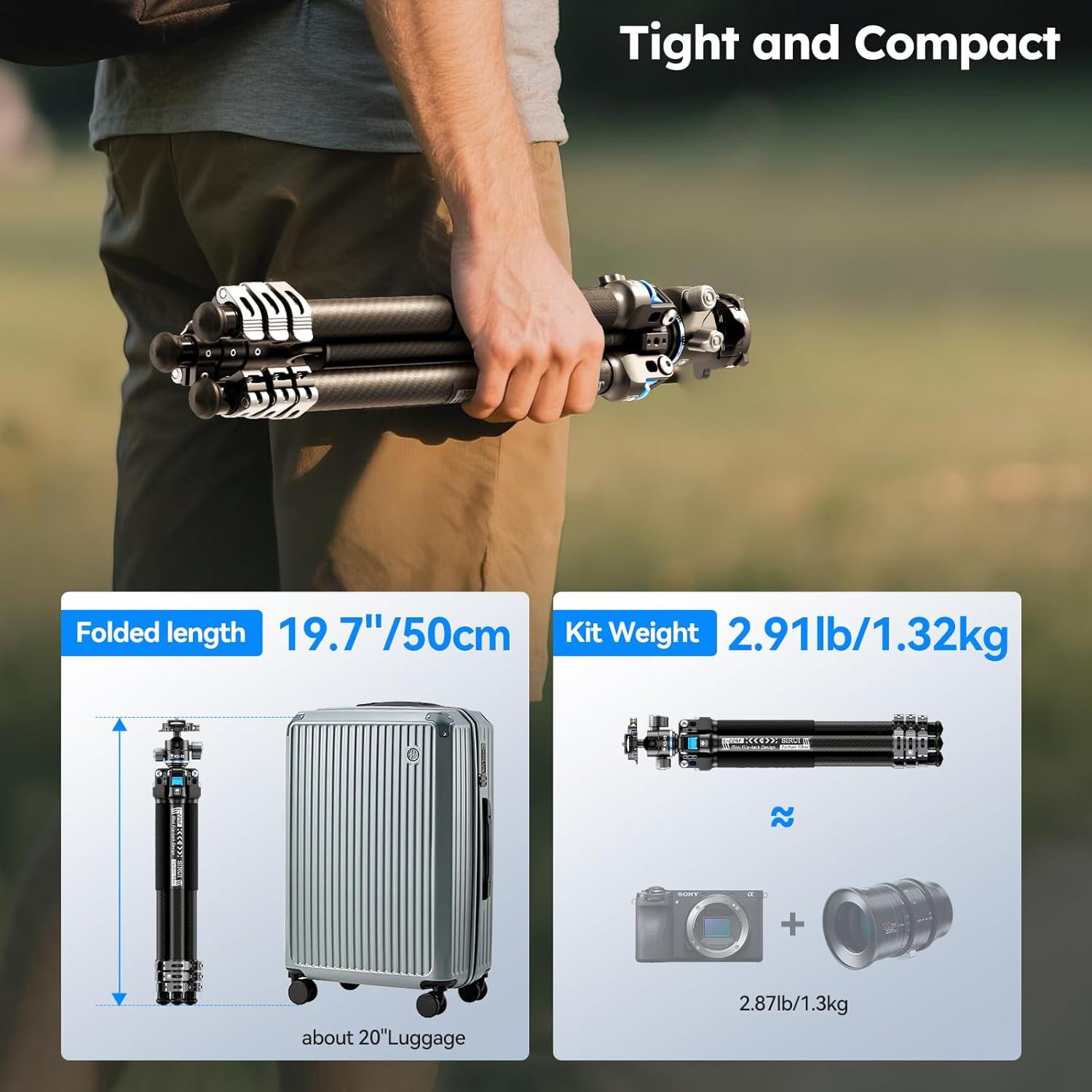 Trípode de Viaje SIRUI L-224FL con Cabeza de Bola KS-10