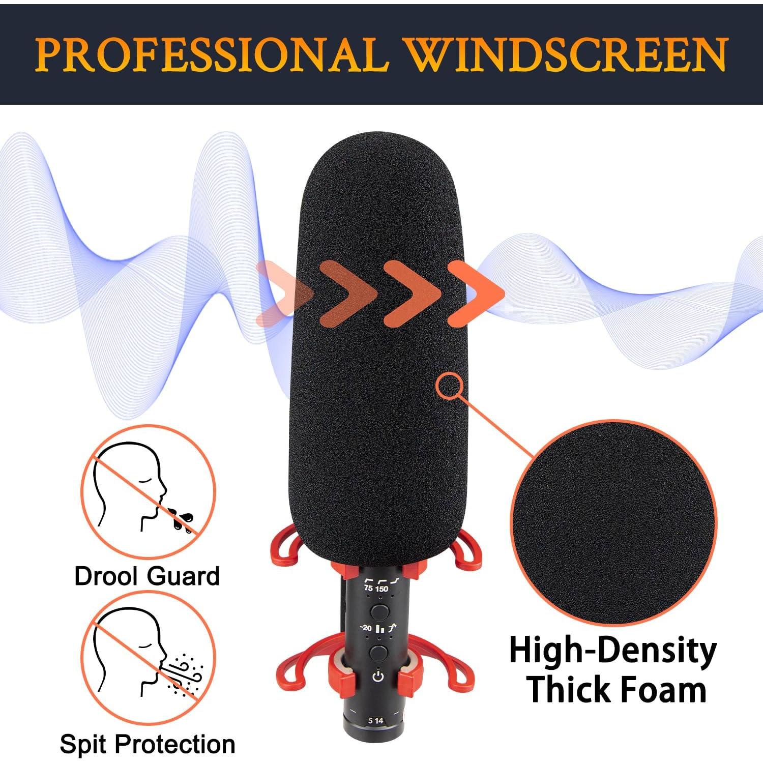 Filtros Pop para Micrófonos SOULWIT - 2 Piezas Espuma Negra