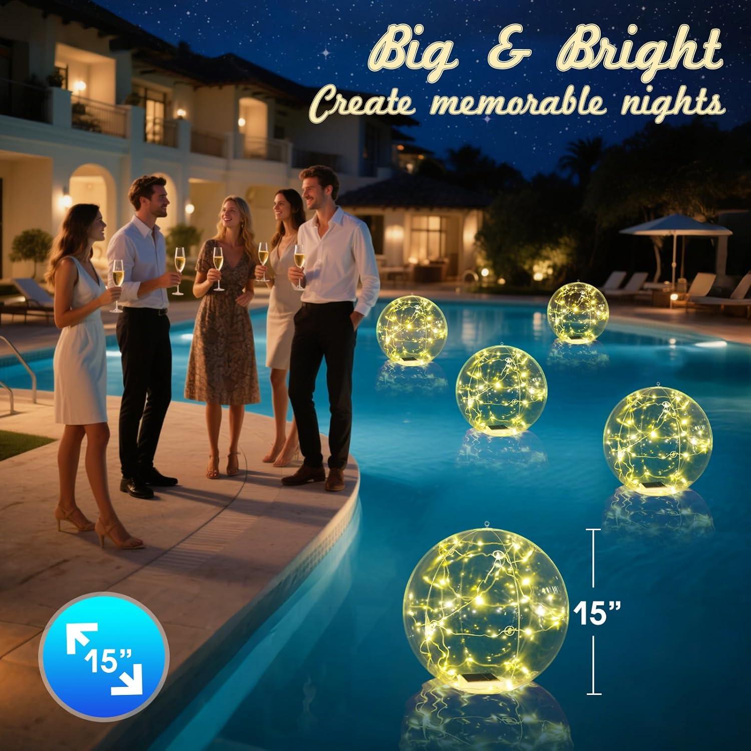 Luces Flotantes Solares Askyli 15" para Piscina IP68