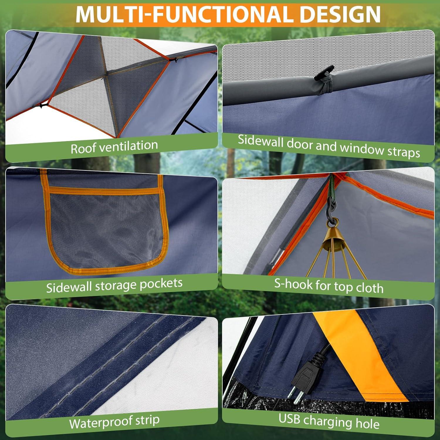 Tienda de Camping COBIZI para 4 Personas, Impermeable y Ligera
