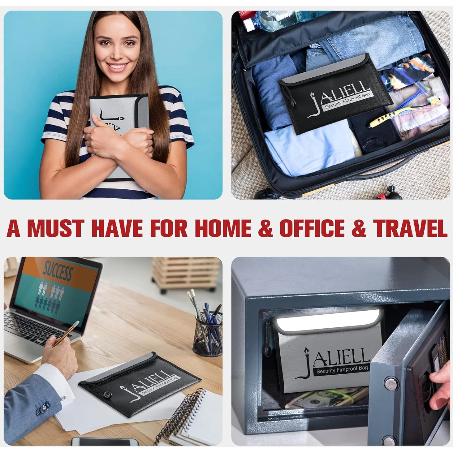 Paquete de 2 Bolsas a Prueba de Fuego JALIELL 24x16cm