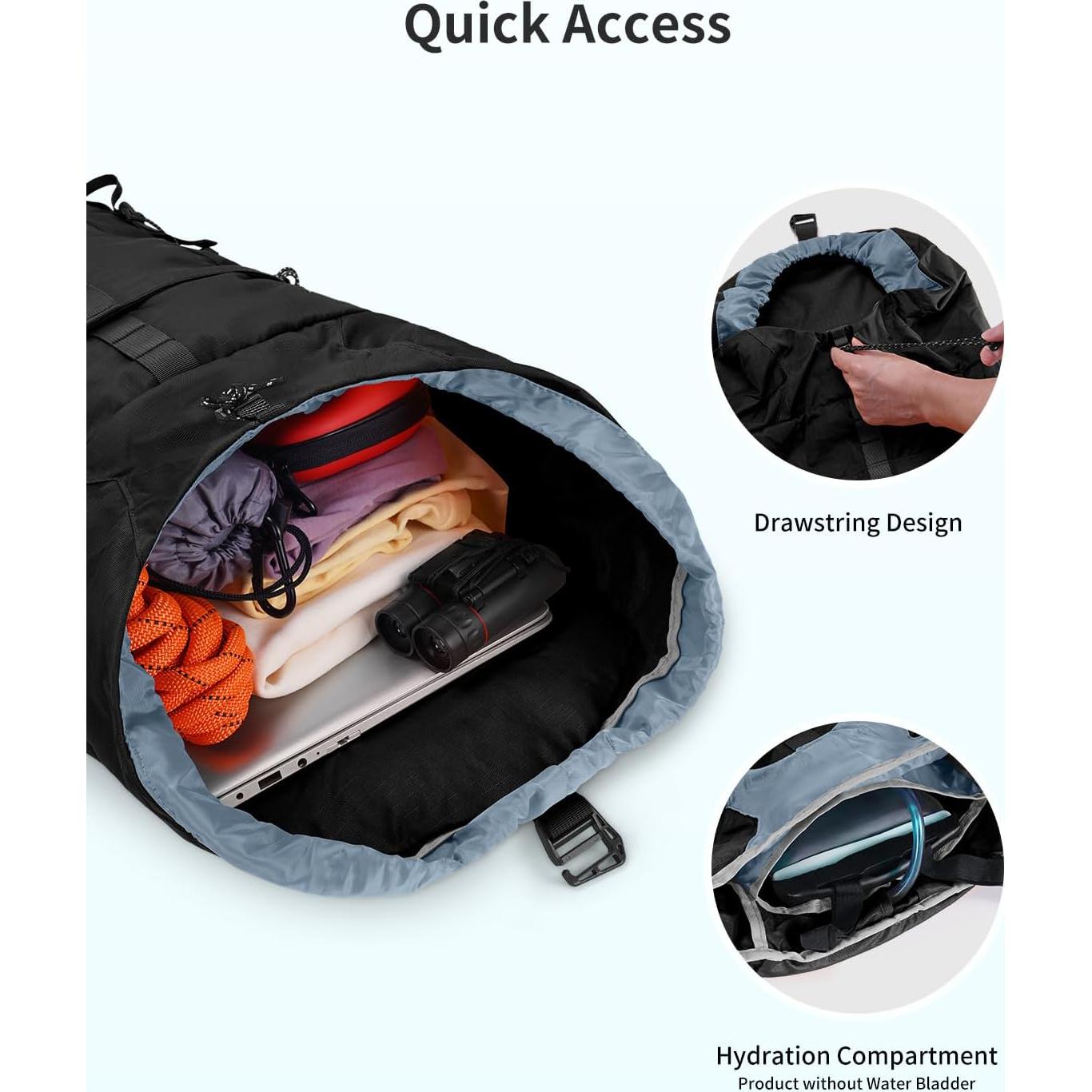 Mochila de Senderismo 30L BQ6093 Resistente al Agua Negra