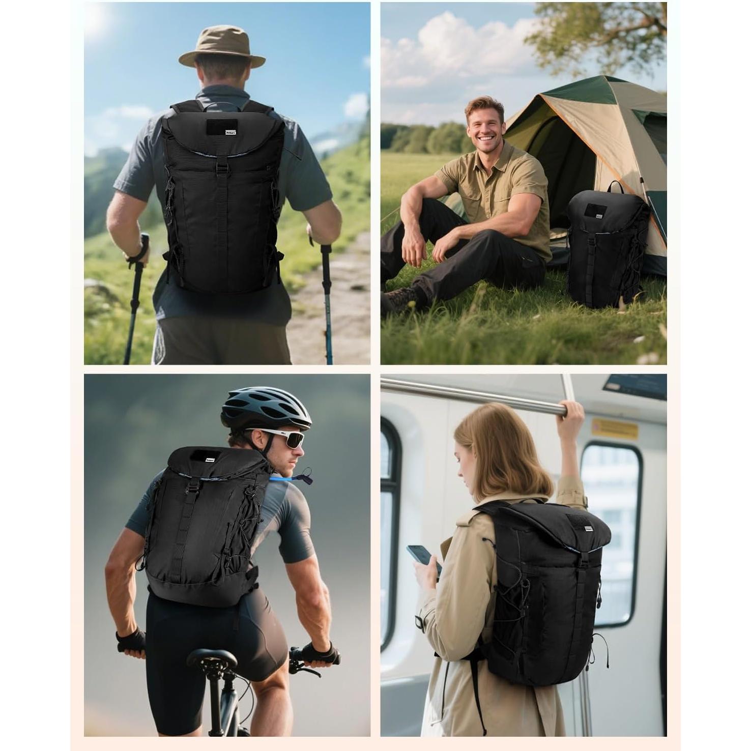 Mochila de Senderismo 30L BQ6093 Resistente al Agua Negra