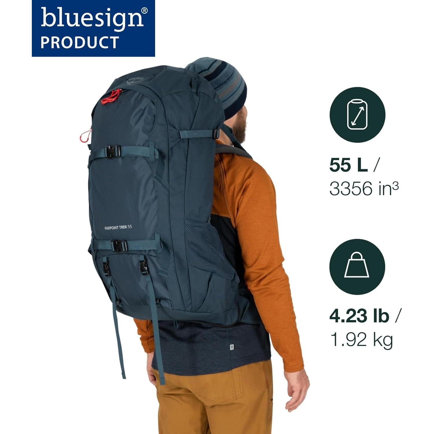 Mochila de Viaje Osprey Farpoint Trek 55L Hombre Negro