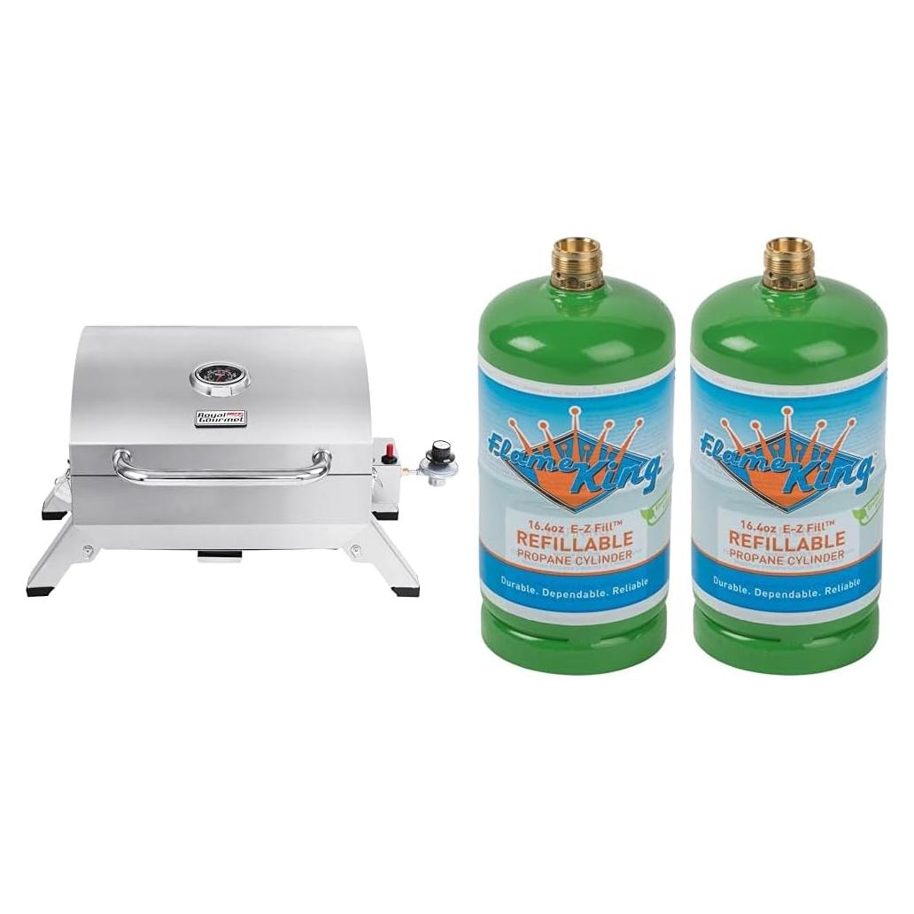 Parrilla Portátil Royal Gourmet GT1001 con 2 Tanques Propano 1LB