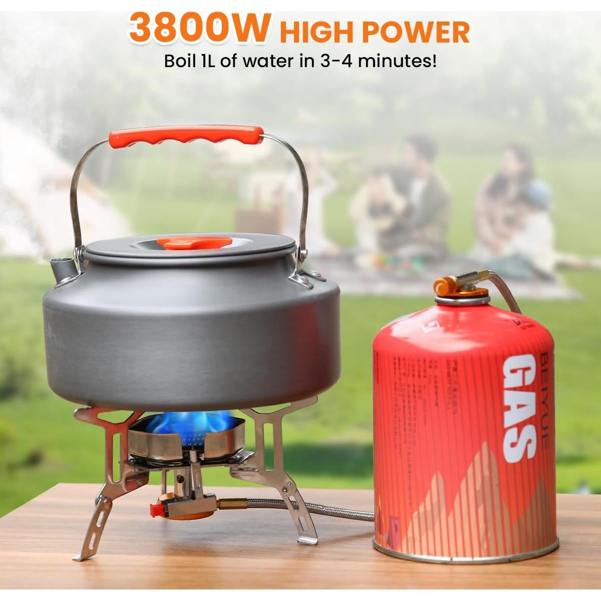 Estufa de Camping Portátil GEEKHOM 3800W Gas Plegable