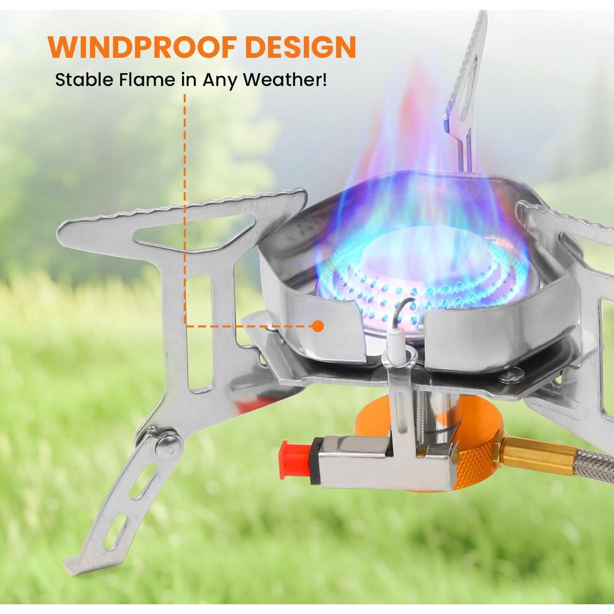 Estufa de Camping Portátil GEEKHOM 3800W Gas Plegable