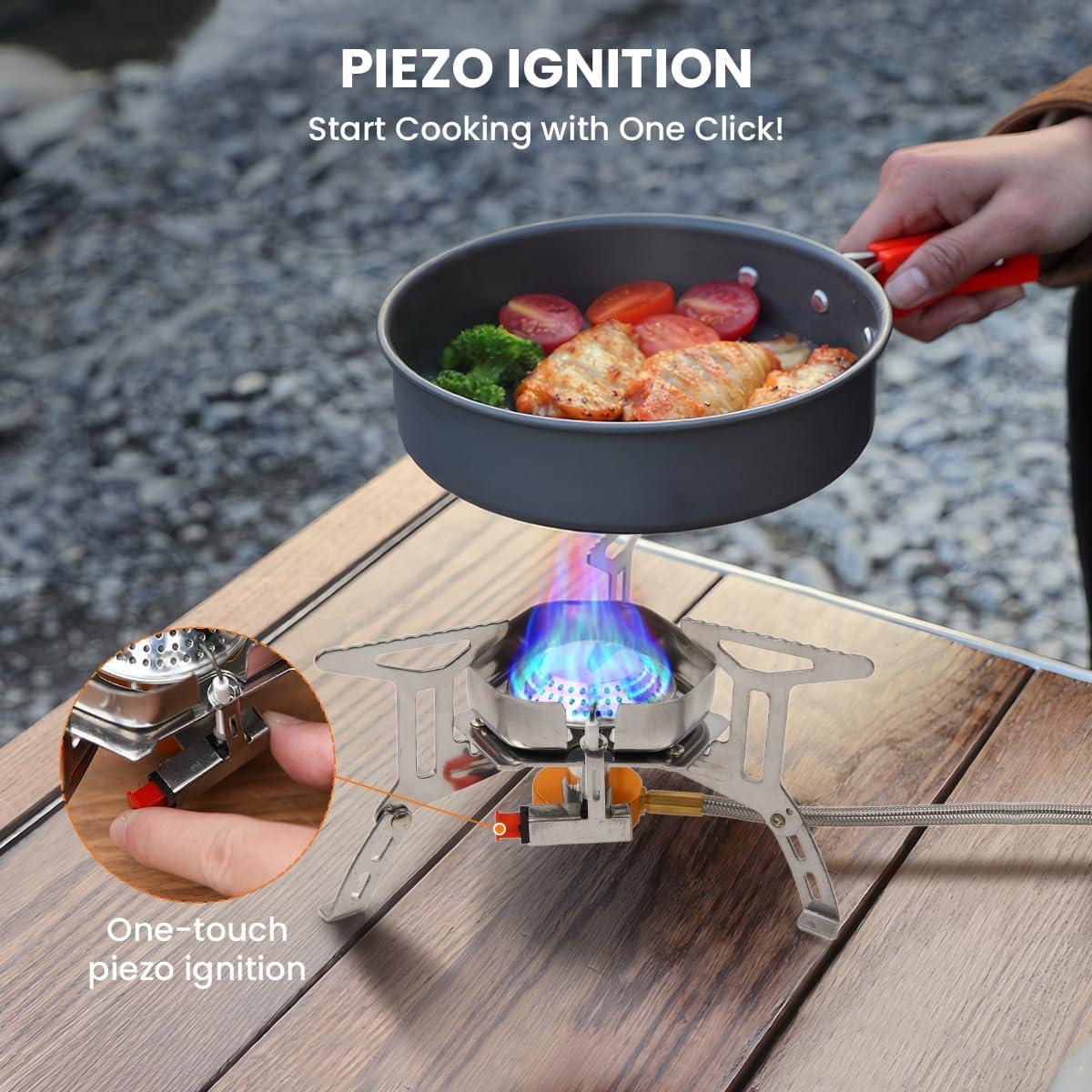 Estufa de Camping Portátil GEEKHOM 3800W Gas Plegable