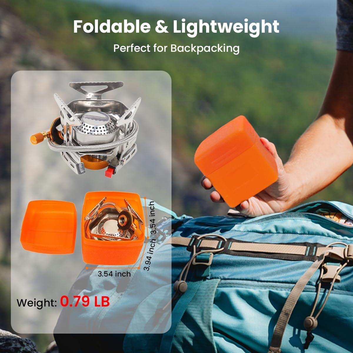 Estufa de Camping Portátil GEEKHOM 3800W Gas Plegable