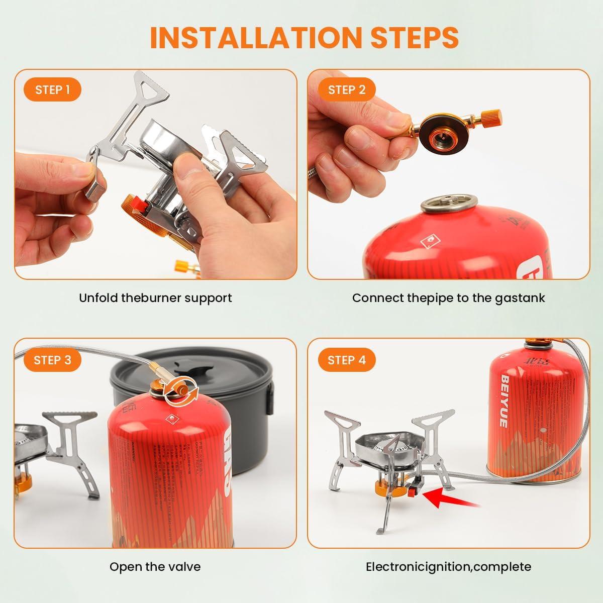 Estufa de Camping Portátil GEEKHOM 3800W Gas Plegable