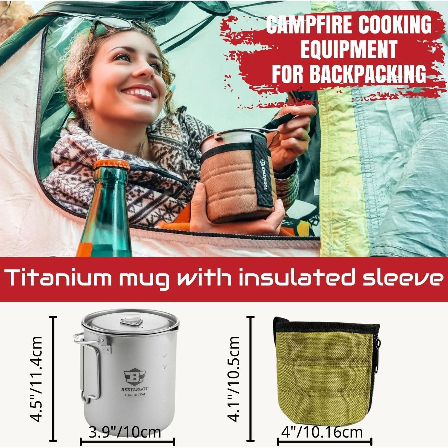 Olla de Camping Bestargot Titanio 750ml Ultraligera 85g