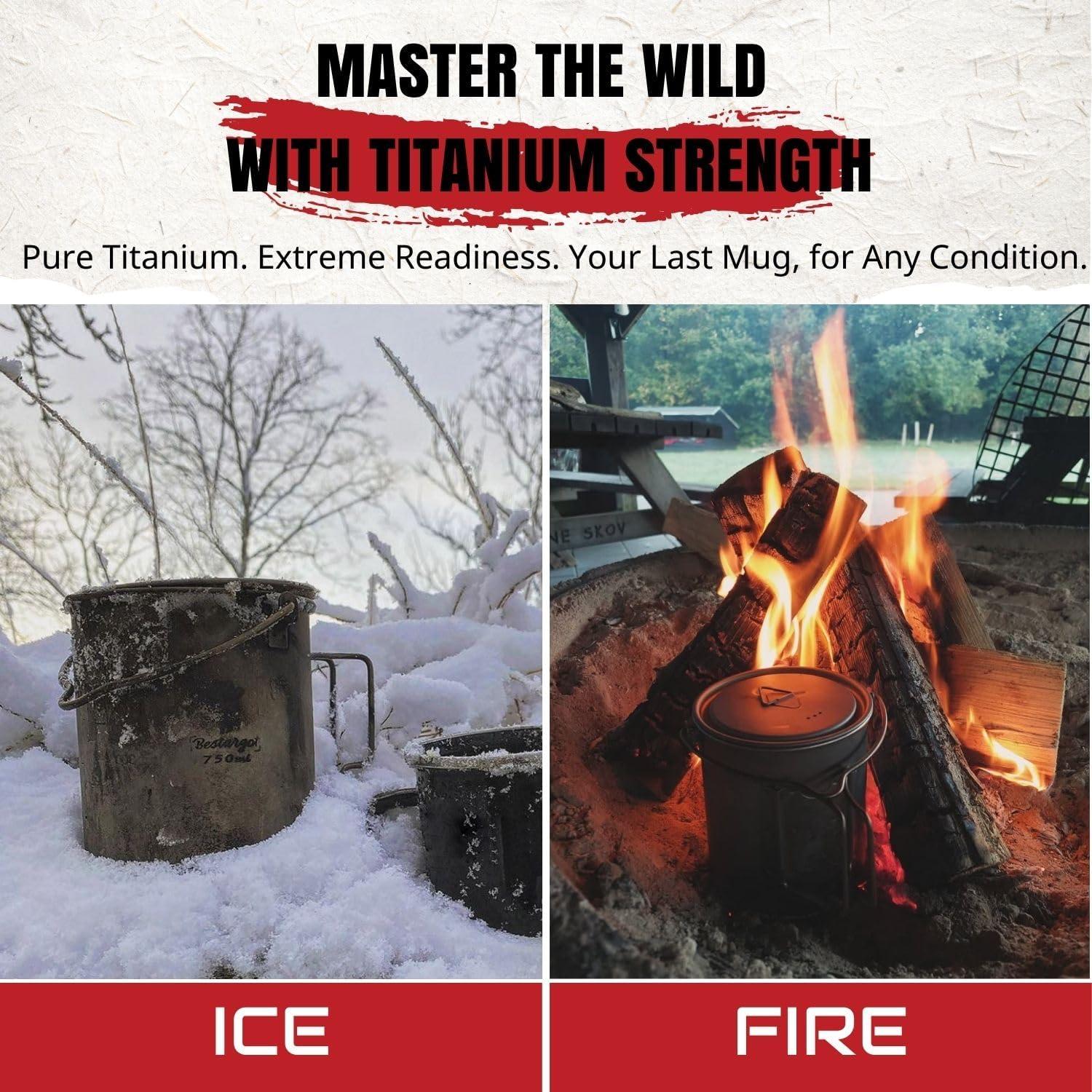 Olla de Camping Bestargot Titanio 750ml Ultraligera 85g