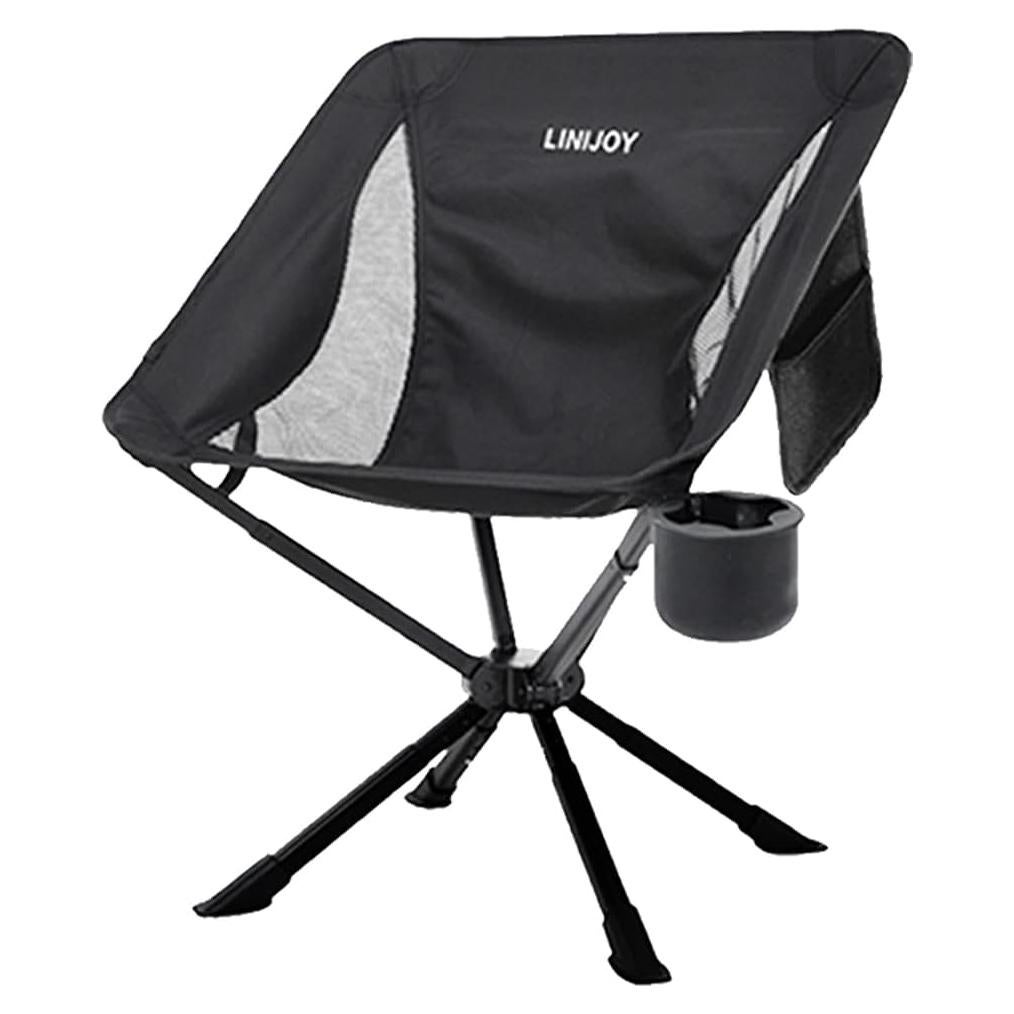 Silla de Camping Plegable Linijoy Negra 136kg Portátil
