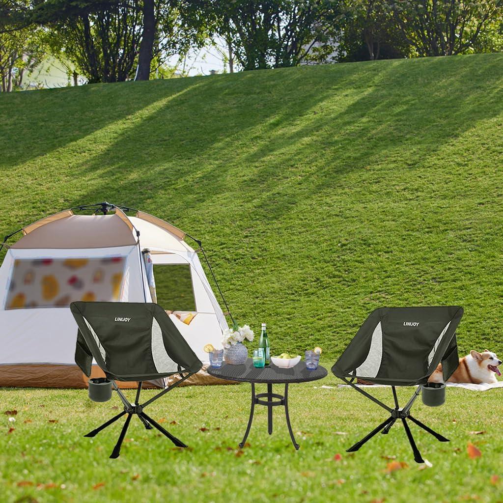 Silla de Camping Plegable Linijoy Negra 136kg Portátil