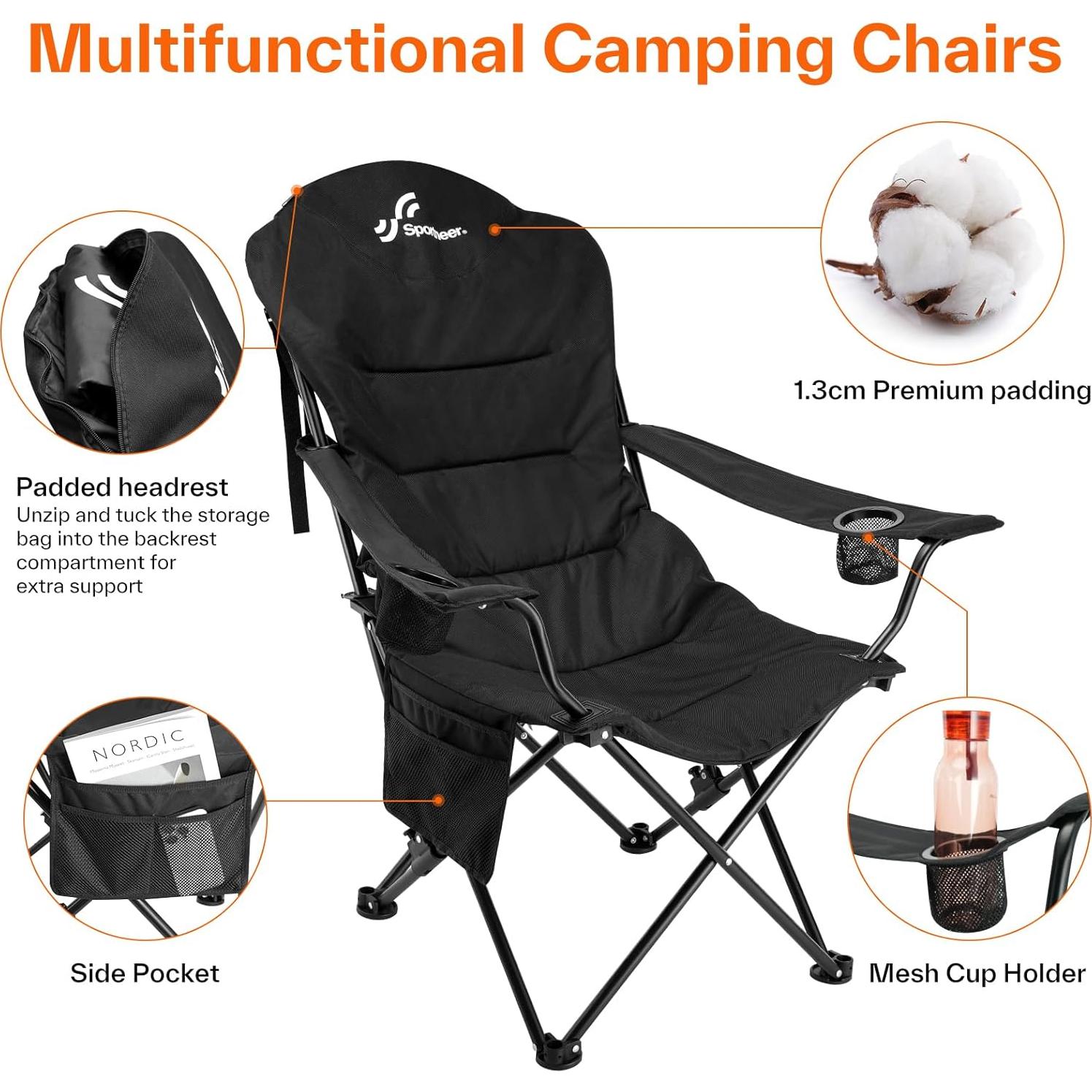 Silla de Camping Plegable Sportneer con Respaldo Ajustable