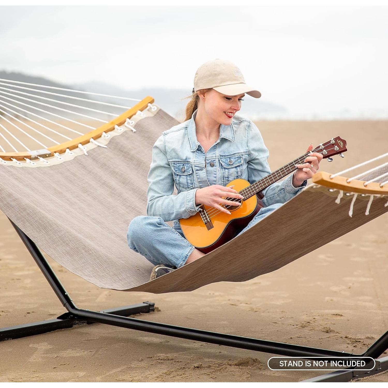 Hamaca Doble SUNCREAT con Barra de Extensión 200x140 cm Café