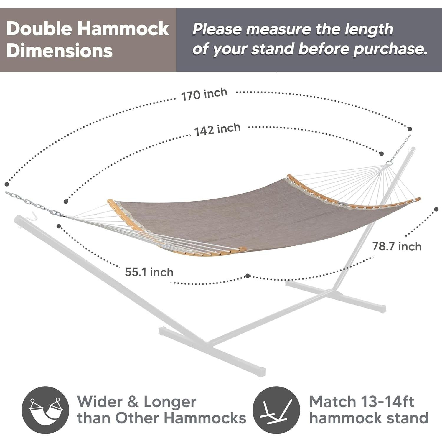Hamaca Doble SUNCREAT con Barra de Extensión 200x140 cm Café