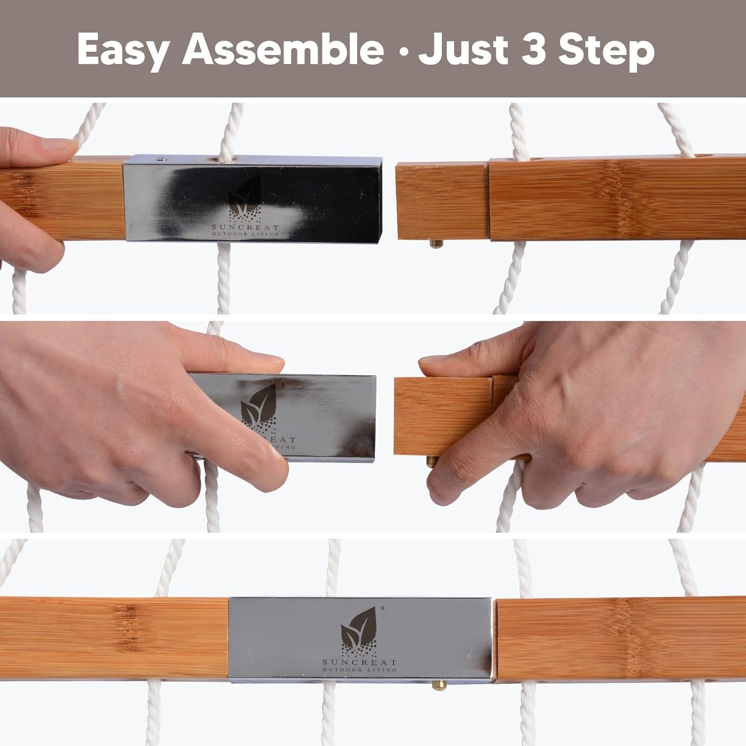 Hamaca Doble SUNCREAT con Barra de Extensión 200x140 cm Café