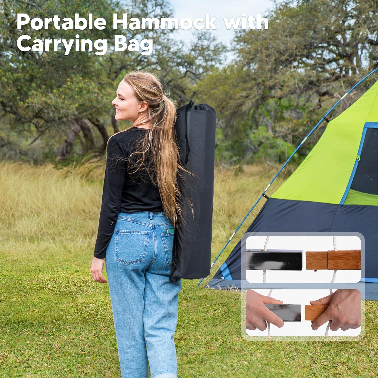 Hamaca Doble SUNCREAT con Barra de Extensión 200x140 cm Café