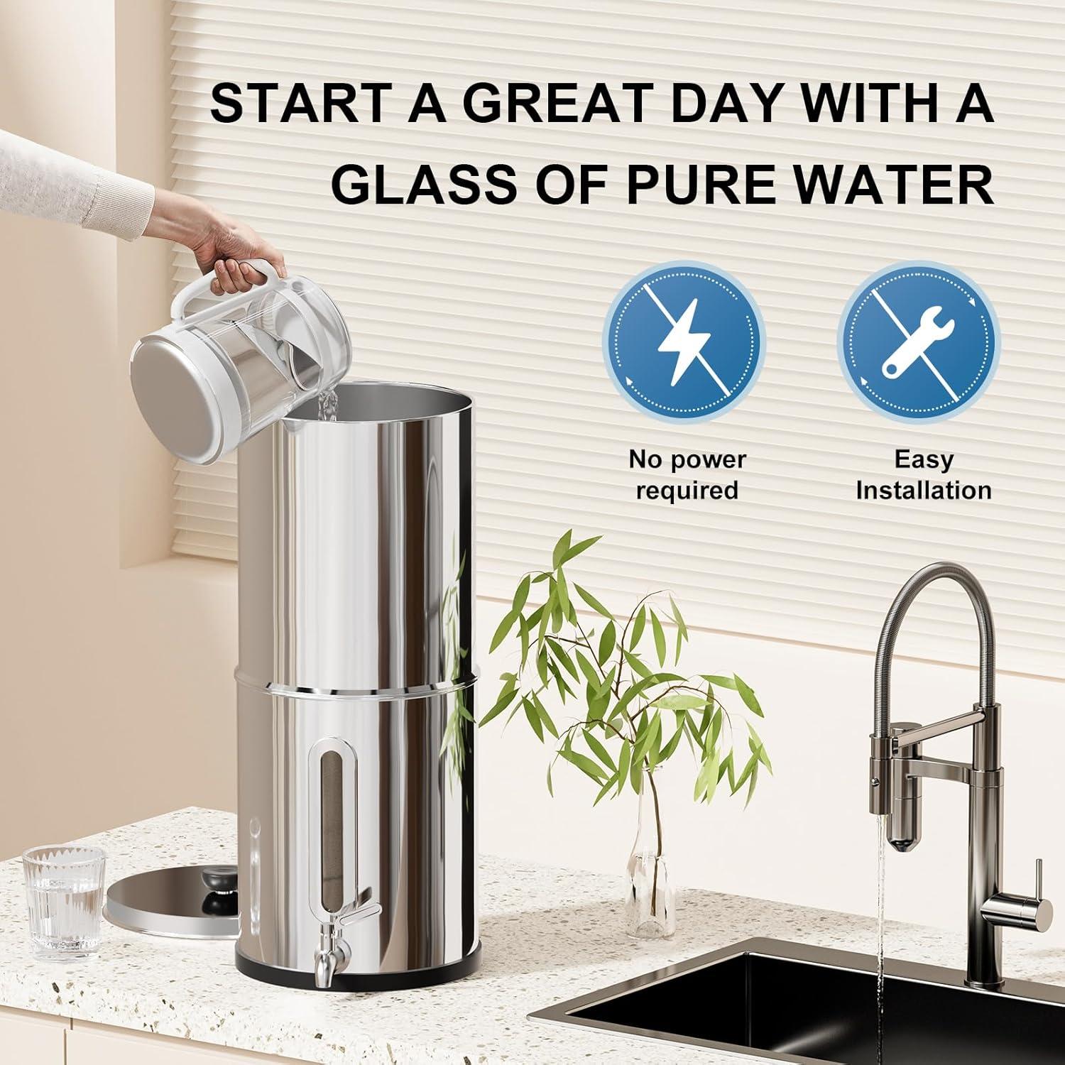 Purificador de Agua Purewell PW-8775 1.5Gal Acero Inoxidable 3 Etapas